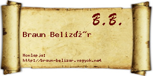 Braun Belizár névjegykártya